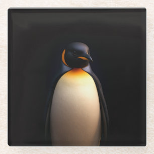 Posavasos de vidrio negro 4 Luxe, pingüino emperad