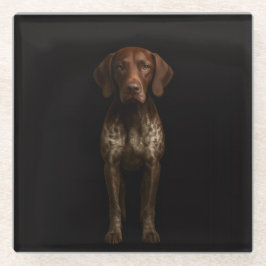Posavasos de vidrio negro 4 Luxe, Pointer alemán