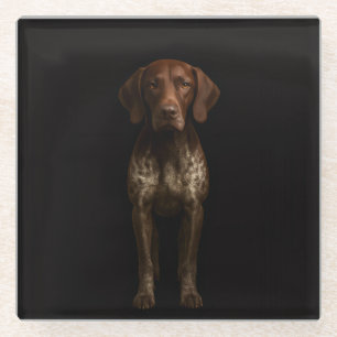 Posavasos de vidrio negro 4 Luxe, Pointer alemán