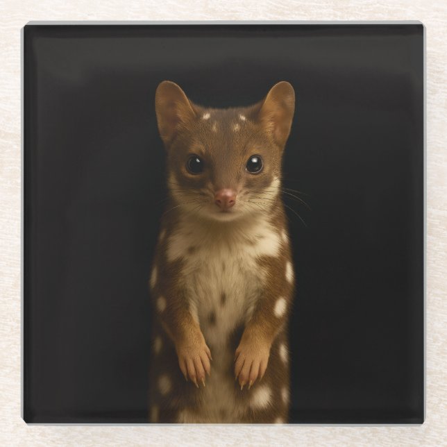 Posavasos de vidrio negro 4 Luxe, Quoll dulce (Anverso)
