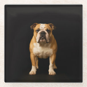 Posavasos de vidrio negro 4 Luxe, Stamina Bulldog
