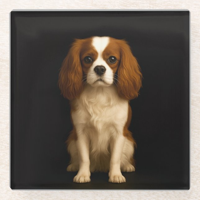 Posavasos de vidrio negro 4 Luxe, Sweet Cavalier S (Anverso)