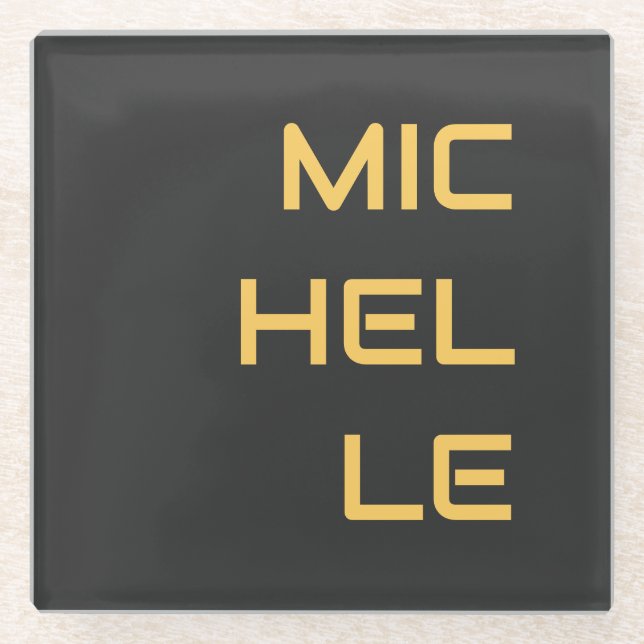 Posavasos De Vidrio Negro Añadir tu nombre moderno plano (Anverso)