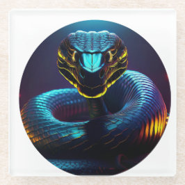 Posavasos De Vidrio negro Cobra Snake In Your Face