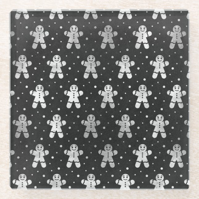 POSAVASOS DE VIDRIO NEGRO CON NAVIDADES VACACIONES CON HOMBRES DE GING (Anverso)