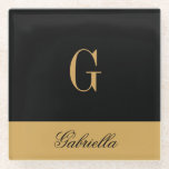 Posavasos De Vidrio Negro dorado<br><div class="desc">Negro dorado</div>