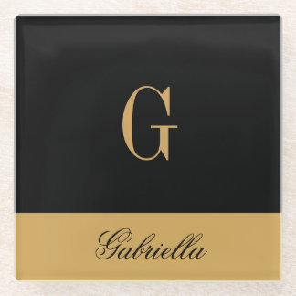 Posavasos De Vidrio Negro dorado