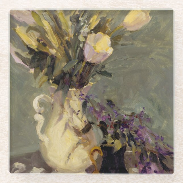 Posavasos De Vidrio Negro y oro (Anverso)