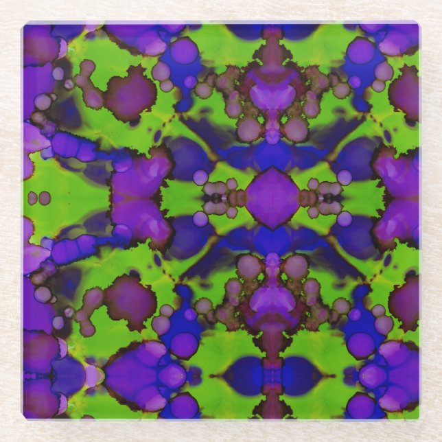 Posavasos De Vidrio Neon Bloomstorm (Anverso)