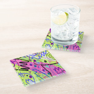 Posavasos De Vidrio Neon Feelings Abstract Art