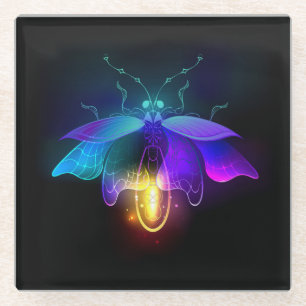 Posavasos De Vidrio Neon Firefly en negro
