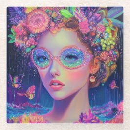 Posavasos De Vidrio Neon Garden Goddess