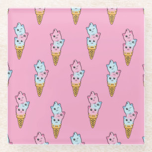 Posavasos De Vidrio Neon Ice Cream: Diversión urbana de los niños.