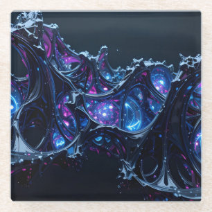 Posavasos De Vidrio Neon Nexus: Estructura Tecnoorgánica entretejida