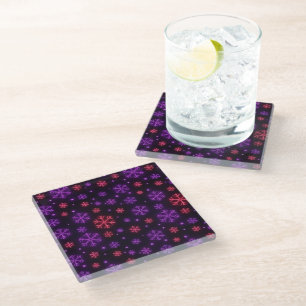 Posavasos De Vidrio Neon Snowflakes