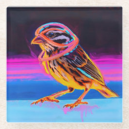 Posavasos De Vidrio Neon Sparrow con acentos brillantes