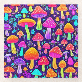 Posavasos De Vidrio Neón suave: parche para hongos Personalizados