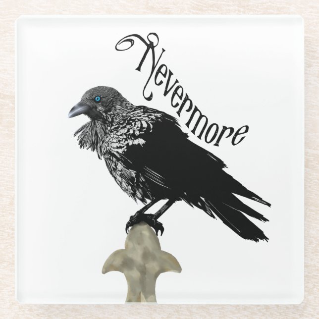 Posavasos De Vidrio Nevermore Raven (Anverso)