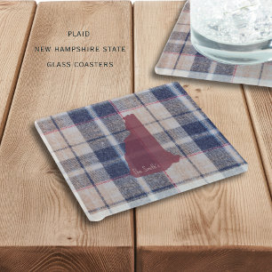 Posavasos De Vidrio New Hampshire Plaid Glass Coaster