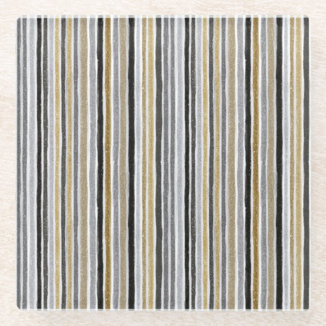 Posavasos De Vidrio New Year's Blue Gold Black Stripes (Anverso)