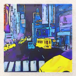 Posavasos De Vidrio New York NYC Original Art Times Square