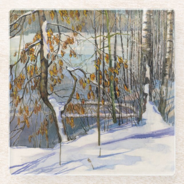 Posavasos De Vidrio Nieve caída (Anverso)