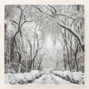 Posavasos De Vidrio Nieve de Navidades urbanos en Brooklyn NY