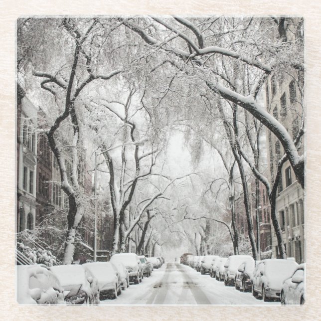 Posavasos De Vidrio Nieve de Navidades urbanos en Brooklyn NY (Anverso)