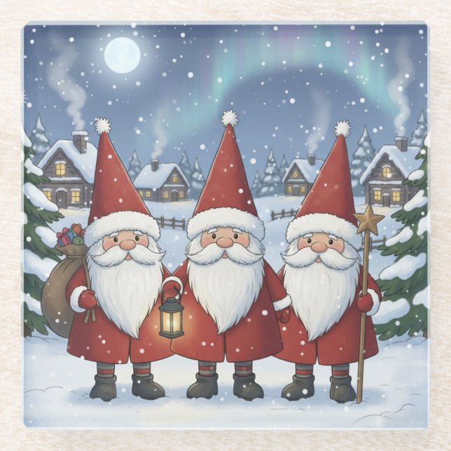 Posavasos De Vidrio Nighttime Norway Nisse, Coaster (Anverso)