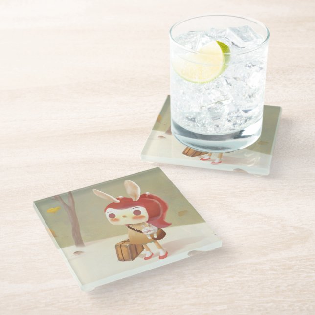 Posavasos De Vidrio Niña perdida en el bosque (Angular)