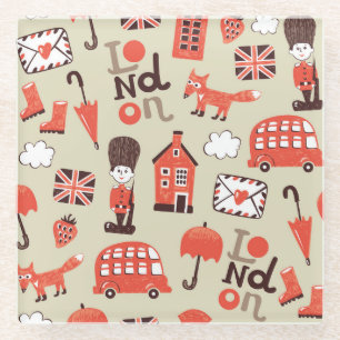 Posavasos De Vidrio Niños de Londres: Diseño de patrones divertidos