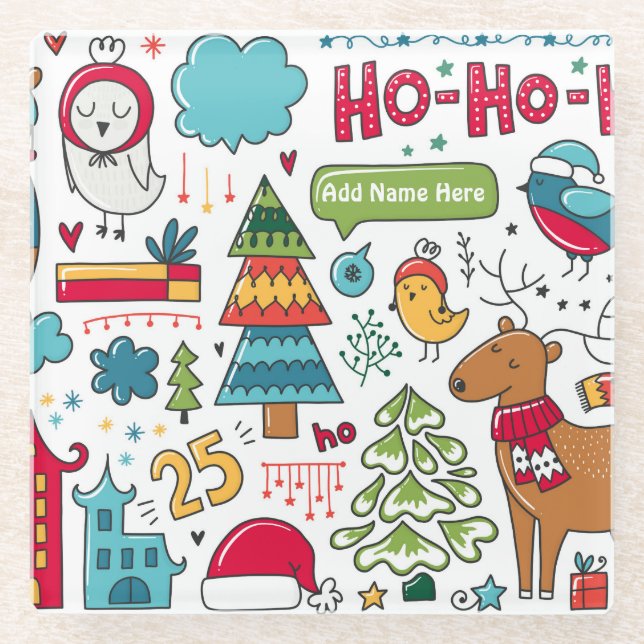 Posavasos De Vidrio Niños Navidades personalizados Decoración de dibuj (Anverso)