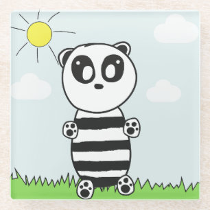 Posavasos De Vidrio Niños Panda