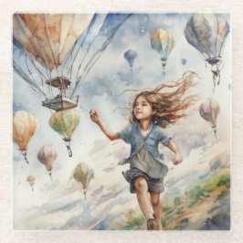 Posavasos De Vidrio niños volando cometas