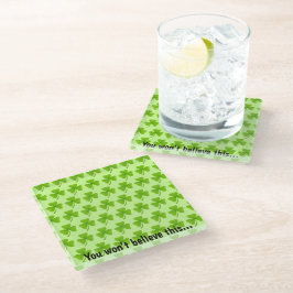 Posavasos De Vidrio No creerás este patrón de Shamrock verde