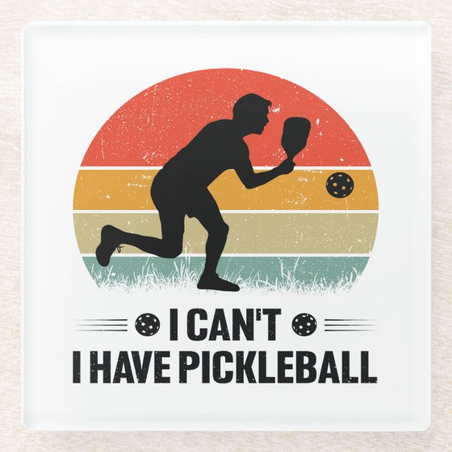 Posavasos De Vidrio No puedo tener pickleball, Pickleball Lover (Anverso)