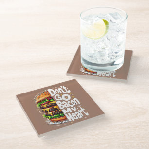 Posavasos De Vidrio No te vuelvas tocino mi corazón divertido juego de