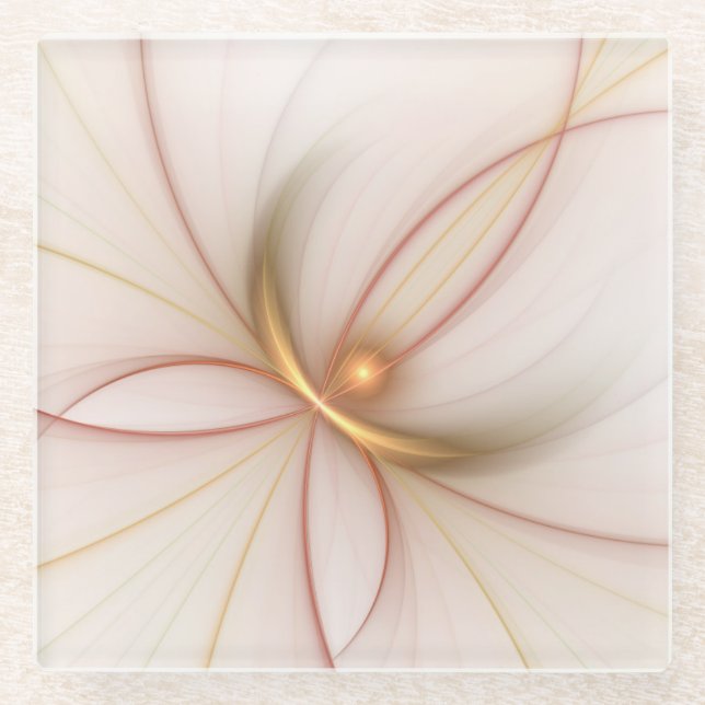 Posavasos De Vidrio Nobly Copper And Gold Abstract Modern Fractal Art (Anverso)