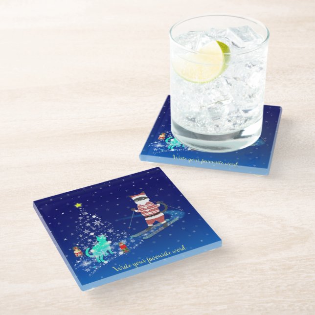 Posavasos De Vidrio Noche Calentadora del Corazón de Santa (Angular)