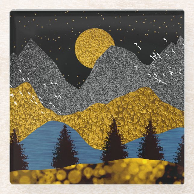 Posavasos De Vidrio Noche de oro (Anverso)