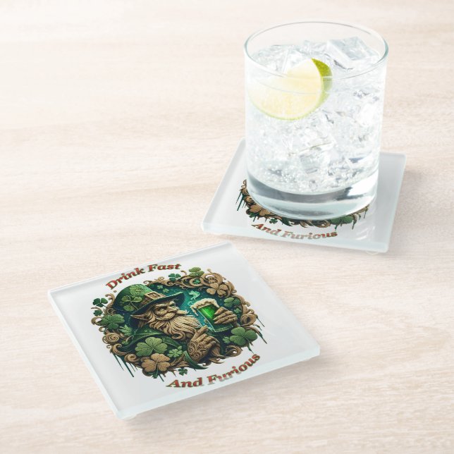 Posavasos De Vidrio Noche encantada de la tostada de Ale A Leprechauns (Angular)
