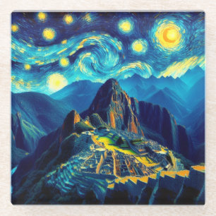 Posavasos De Vidrio Noche estrellada Machu Picchu Perú