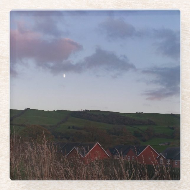 Posavasos De Vidrio Noche pacífica en Newtown (Anverso)