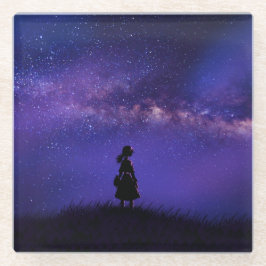 Posavasos De Vidrio Noche solitaria y estrellada