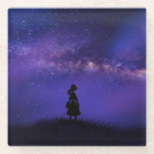 Posavasos De Vidrio Noche solitaria y estrellada
