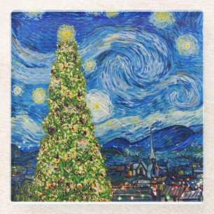 Posavasos De Vidrio Noche Van Gogh Starry - Bodysu bebé árbol de Navid