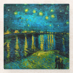 Posavasos De Vidrio Noche Van Gogh Starry sobre el Ródano