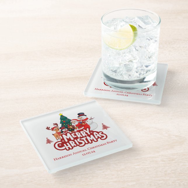 Posavasos De Vidrio Nochebuena de morada simple y roja (Angular)