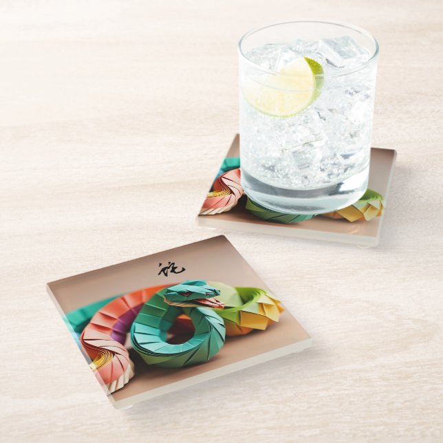 Posavasos De Vidrio Nochevieja china Ideograma Zodiac Cumpleaños GC (Angular)