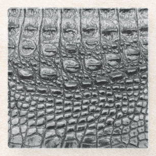 Posavasos De Vidrio Noir cocodrilo: Mistique de cuero negro